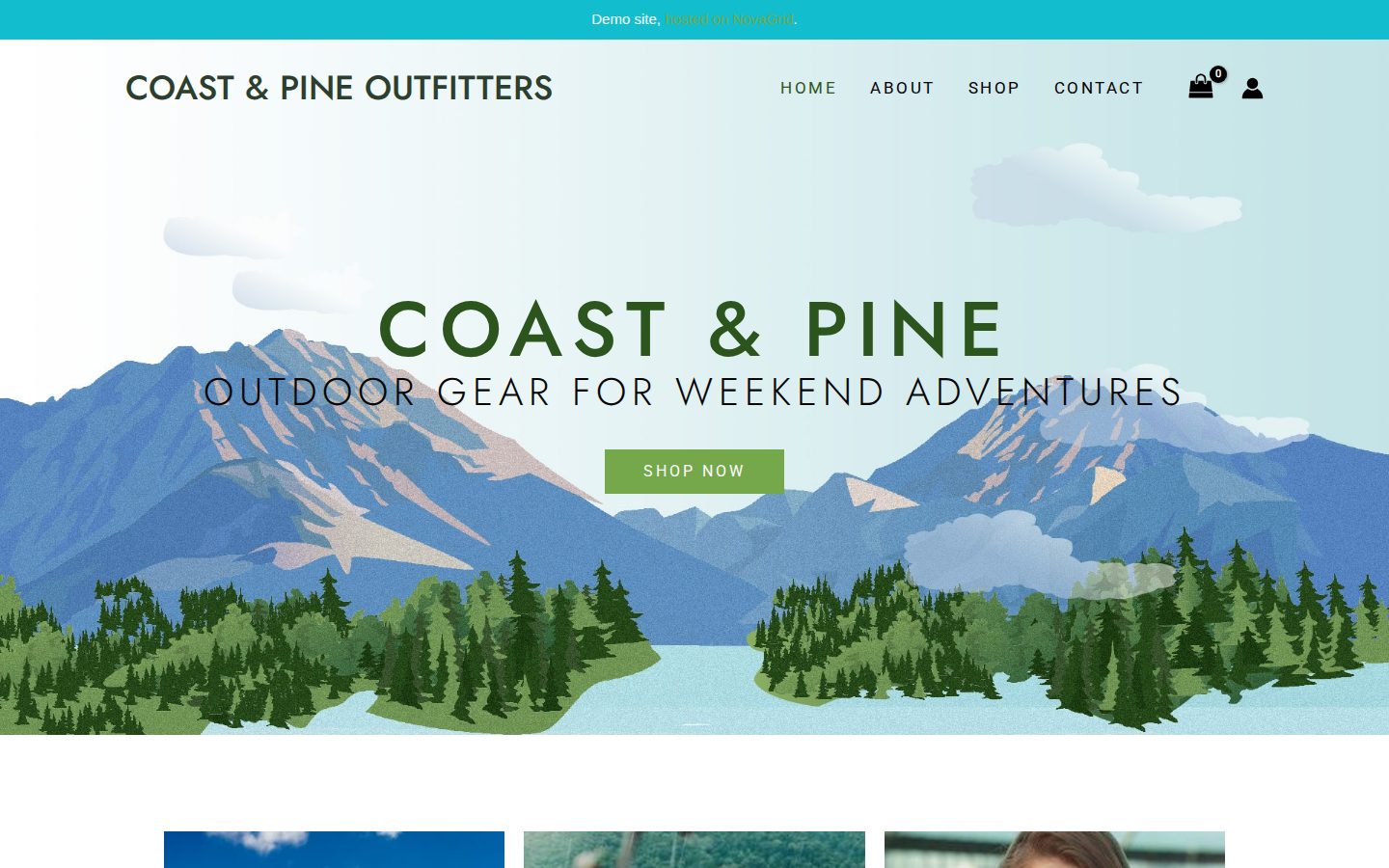 Coast & Pine Outfitters WooCommerce shop demo homepage